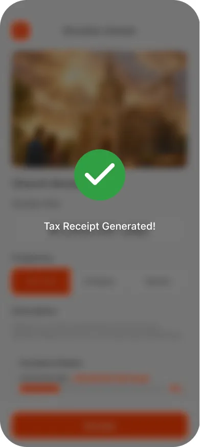 Tax Receipt Generated — confirmed the moment the gift clears