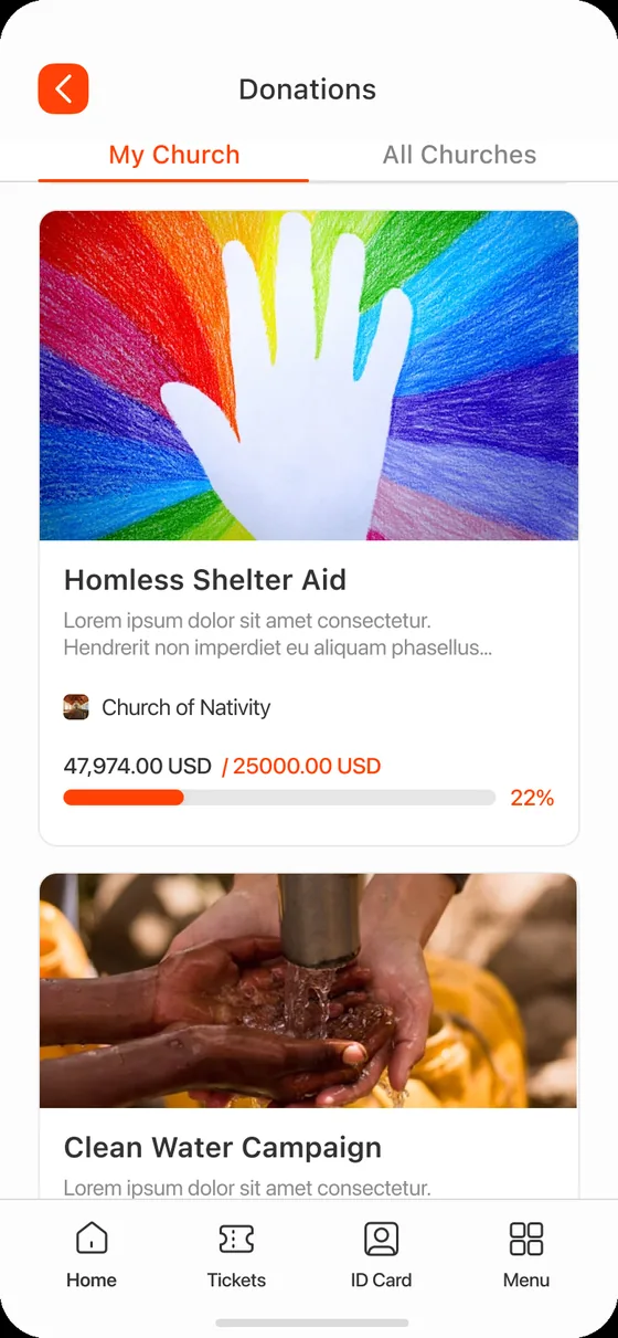 Donation campaigns in the member app